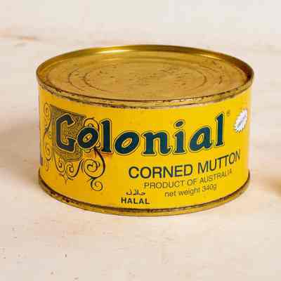 Tin can of colonial corn mutton