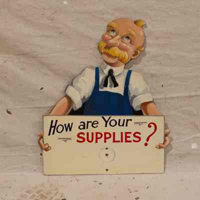 Hand painted sign on Masonite