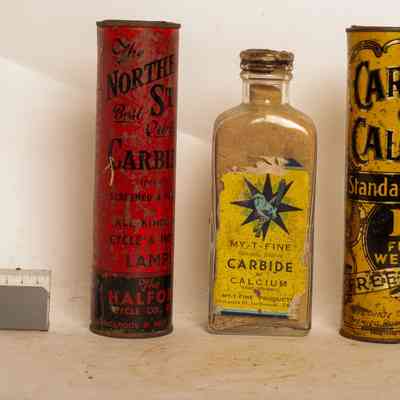 Carbide tins and bottle