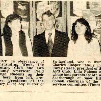 Newspaper clipping, “Special Guest,” Mar. 9, 1982