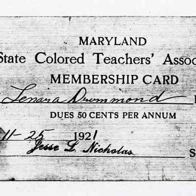 Maryland State Colored Teachers’ Association Membership Card, Lenora Drummond, 1921