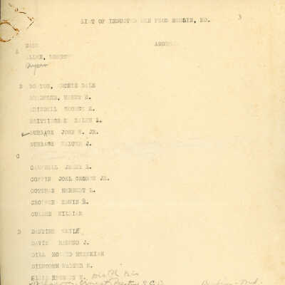 List of Inducted Men from Berlin, MD, World War I