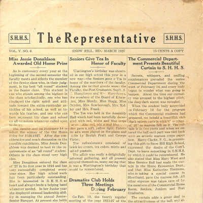 The Representative, Snow Hill High School, March 1927