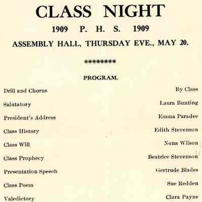 Class Night Program, Pocomoke High School, 1909