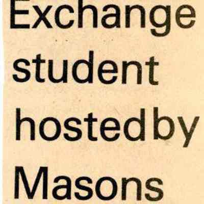 Newspaper clipping, “Exchange student hosted by Masons” (Dagmar Landtau), July 1974