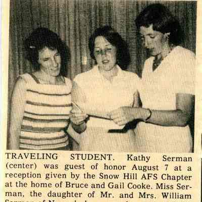 Newspaper clipping, “Traveling Student” (Kathy Serman), Aug. 16, 1979