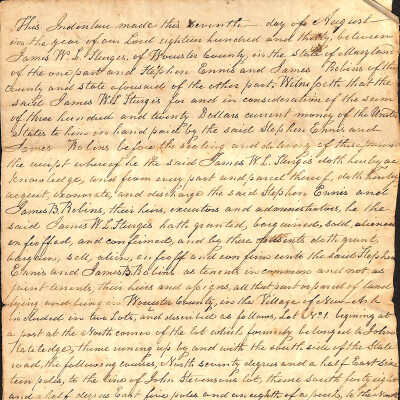 Indenture, James W. L. Sturgis, Stephen Ennis, and James Robins, 1830