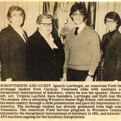 Newspaper clipping, “Soroptimists and Guest,” Mar. 23, 1983