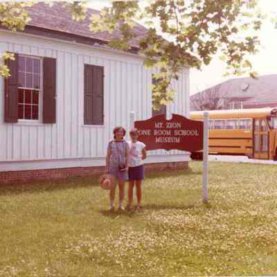 Photograph of Bixia Cai and Rita Barchetti at Mt. Zion One Room School Museum, Jun 1984