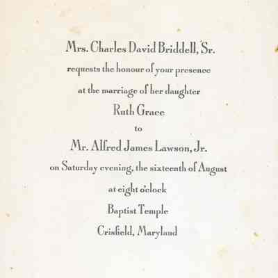 Wedding Invitation, Briddell-Lawson, 1941