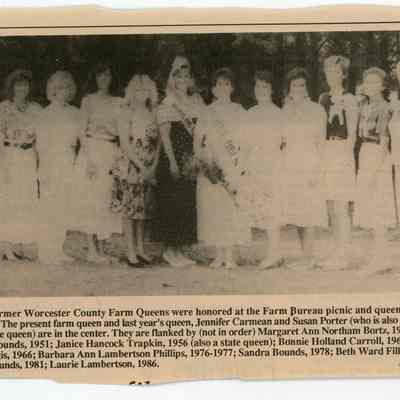 Newspaper clipping, Former Farm Queens Honored, 1990