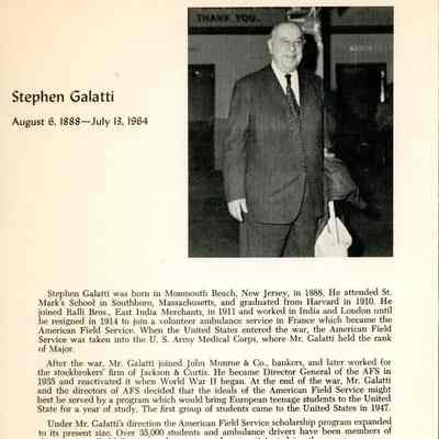 Stephen Galatti biographic notes, 1964