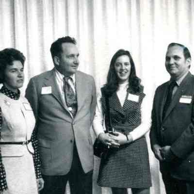 Photograph of Eloise Cropper, Sidney Cropper, Christa Mader, and William Payne at AFS Get Together, 1973