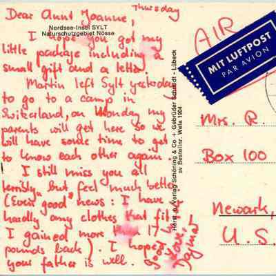 Correspondence, Postcard from Dagmar Landtau to Joanne Mason, 1975