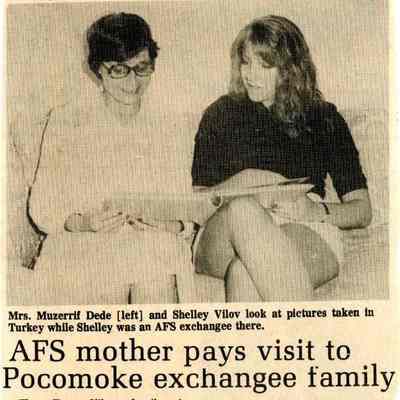 Newspaper clipping, “AFS mother pays visit to Pocomoke exchangee family,” June 3, 1982