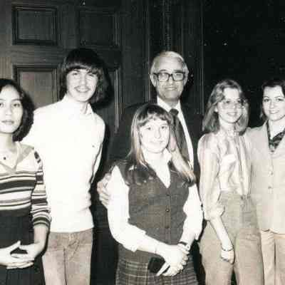Photograph of Benjalak Huayrerai, Paul Kremer, Diane Lauterbour, Sen. Homer White, Elisabeth Baarnhielm, Coralie Ford, Mar 1978