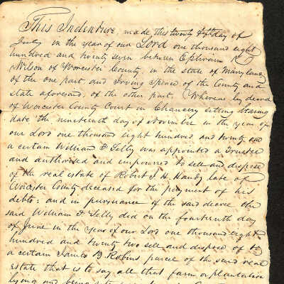 Indenture, Ephraim K. Wilson and Irving Spence, 1827