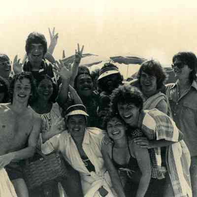 Photograph of unidentified AFS students at the beach