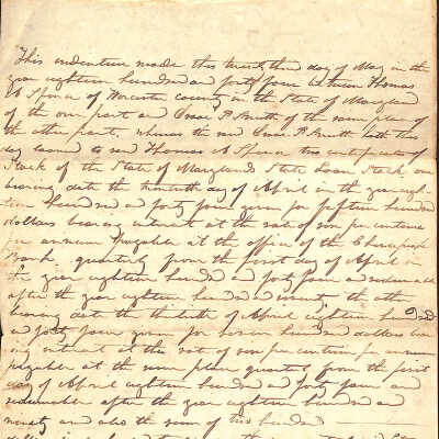 Indenture, Thomas A. Spence and Isaac Pruitt, 1844