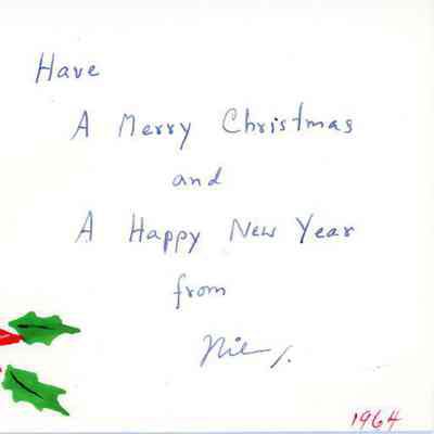 Correspondence, Christmas card from Nic to unknown, 1964