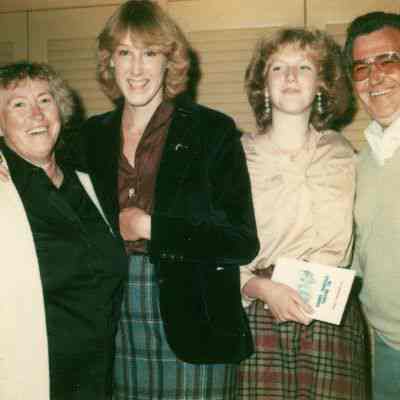 Photograph of Delores Bowden, Jan Bowden, Helen Smittenberg and James Bowden at AFS banquet, Sept 1981