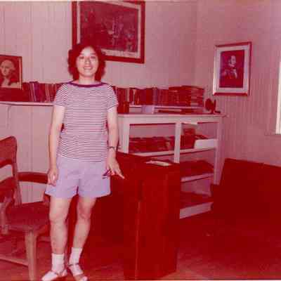 Photograph of Bixia Cai at Mt. Zion One Room School Museum, Jun 1984