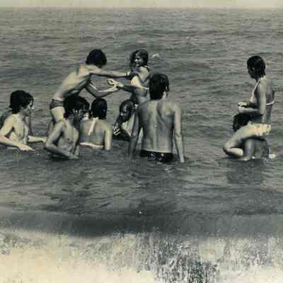Photograph of unidentified AFS students at the beach