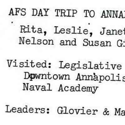 Caption, “AFS Day Trip to Annapolis,” Jan 1984