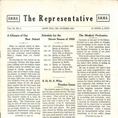 The Representative, Snow Hill High School, October 1930