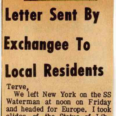 Newspaper clipping, “Letter Sent by Exchangee to Local Residents” by Paul Parsons (2 parts) July 25, 1968