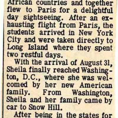Newspaper clipping, “S.H.H.S.’s South African Exchange Student” (Sheila McKenzie), 1968