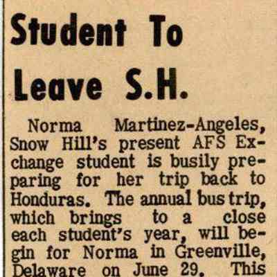 Newspaper clipping, “Student to Leave S.H.” (Norma Martinez), 1970
