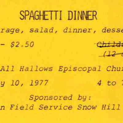 Spaghetti Dinner Advertisement, 1977