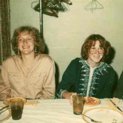 Photograph of Helen Smittenberg, Brenda Deuberry, and Lilia Palamo at AFS banquet, Sept 1981