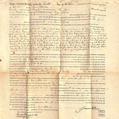 Indenture, James Atkinson and Ara Spence, 1837