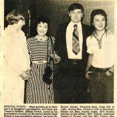 Newspaper clipping, Jun Tamai at graduation, June 18, 1980