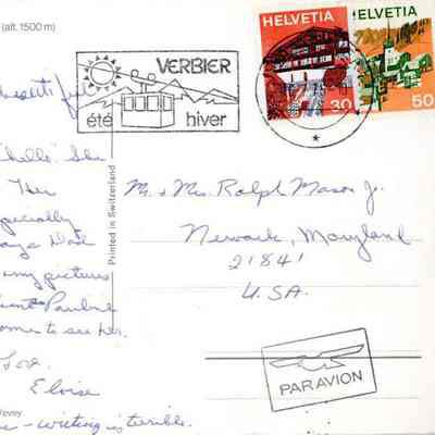 Correspondence, Postcard from Christa Mader to Joanne Mason, 1975