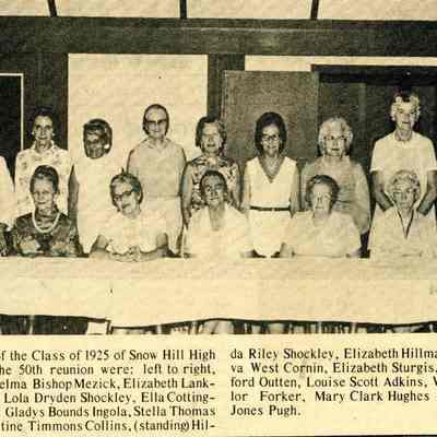 Newspaper Clipping, 50th Reunion of Snow Hill High School Class of 1925, 1975