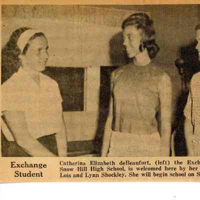 Newspaper clipping, “Exchange Student," 1964