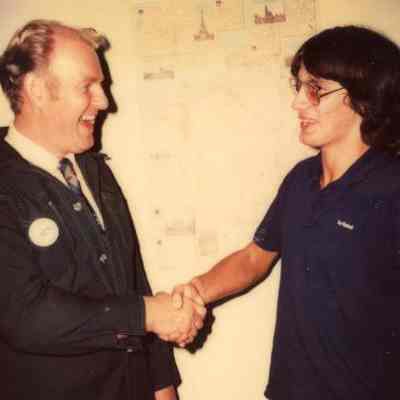 Photograph of Richard Bolen and Thierry Huguet at AFS Dinner, Sept 1982