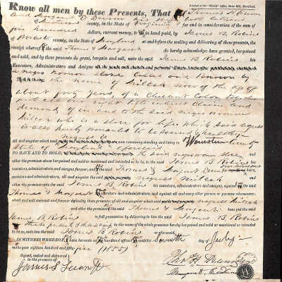 Indenture, Thomas J. J. Dunn, Margaret E. Dunn, and James B. Robins, 1855