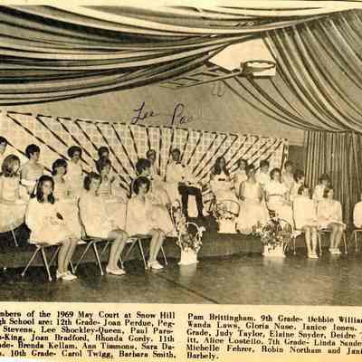 Newspaper clipping, “1969 May Court at Snow Hill High School” (Lee Shockley), 1969