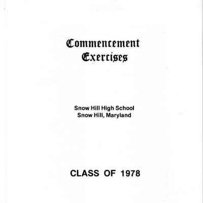 Program, Snow Hill High School Commencement, Jun 1978