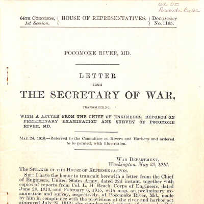 Pocomoke River Water Survey, No. 1165, 1916