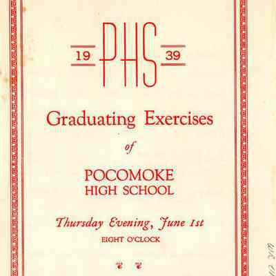 Program, Graduating Exercises, Pocomoke High School, 1939