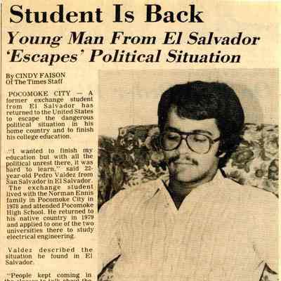 Newspaper clipping, “Student is Back: Young Man From El Salvador ‘Escapes’ Political Situation,” Oct. 3, 1982