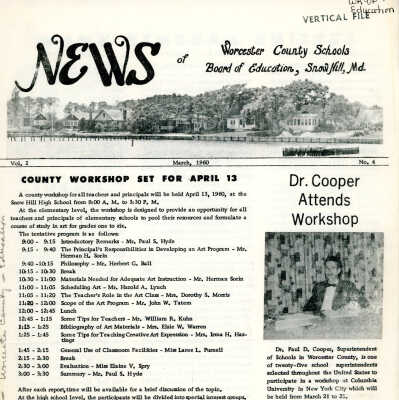 Newsletter, WCPS Board of Education, March 1960
