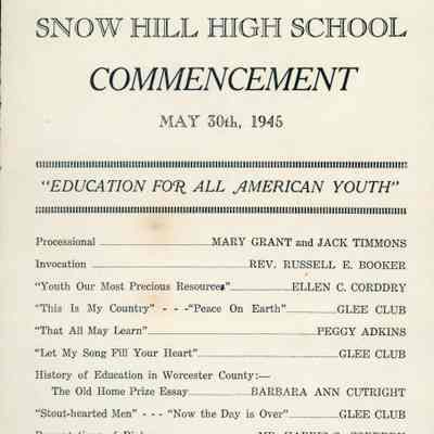 Commencement Program, Snow Hill High School, 1945