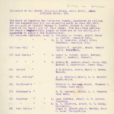 Operation of the Draft, World War I, 1917-1919