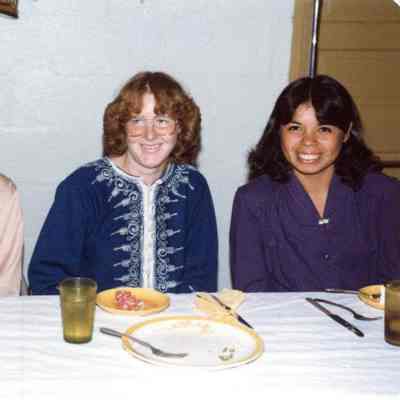 Photograph of Helen Smittenberg, Brenda Deuberry, and Lilia Palamo at AFS banquet, Sept 1981
